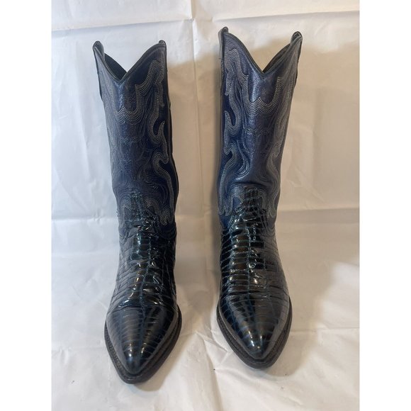 mexico Shoes Womens Western Cowboy Boots Made In Mexico Blue Snake